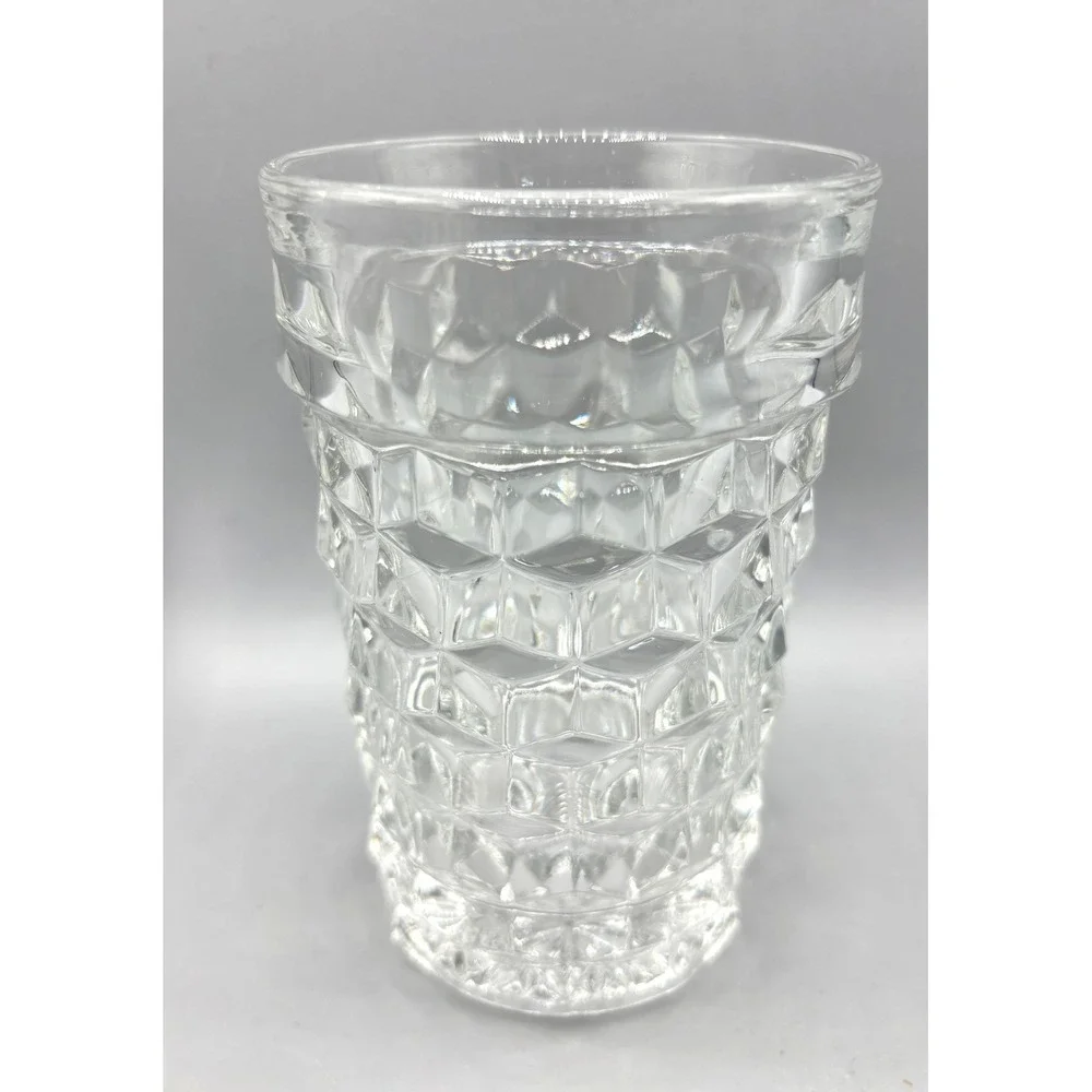 Vtg Fostoria Clear Glass Cube Tumbler‎ 5 Inch High Ball Drinking Iced TeaGlass